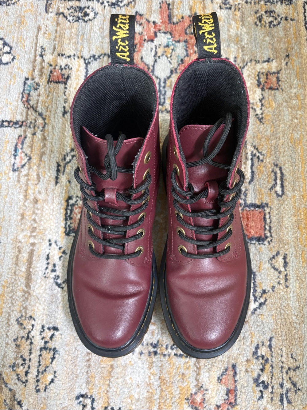 Dr. Martens Women's Luana Burgundy Lace-Up Combat Boots